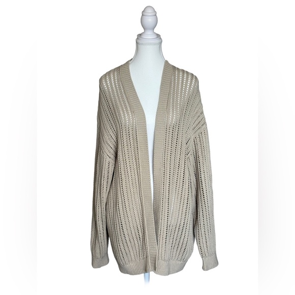 Wilfred Sweaters - Wilfred Free Open Knit Cotton Cardigan Beige Oversized Chunky Knit Size M
